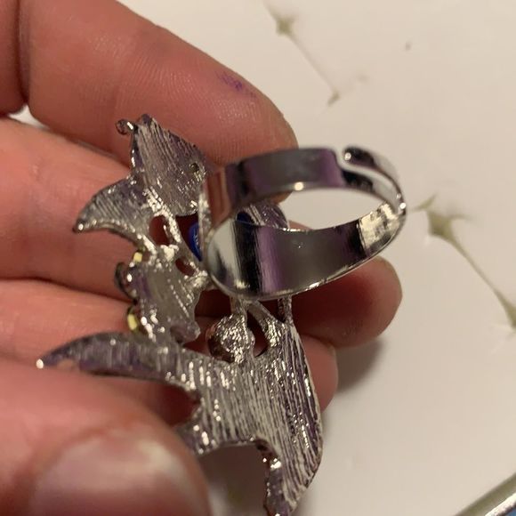 Heart blue fish adjustable ring - Picture 2 of 2